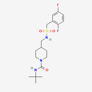 molecular formula C18H27F2N3O3S B2780933 N-(tert-butyl)-4-(((2,5-difluorophenyl)methylsulfonamido)methyl)piperidine-1-carboxamide CAS No. 1396859-76-9