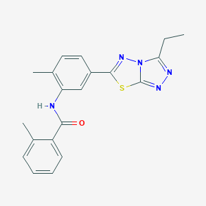 molecular formula C20H19N5OS B278094 N-[5-(3-ethyl[1,2,4]triazolo[3,4-b][1,3,4]thiadiazol-6-yl)-2-methylphenyl]-2-methylbenzamide 