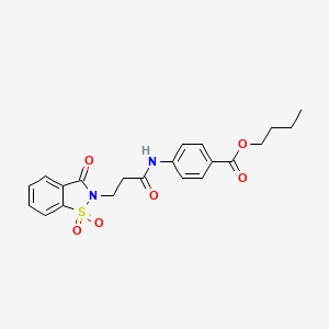 molecular formula C21H22N2O6S B2780949 butyl 4-(3-(1,1-dioxido-3-oxobenzo[d]isothiazol-2(3H)-yl)propanamido)benzoate CAS No. 899954-72-4