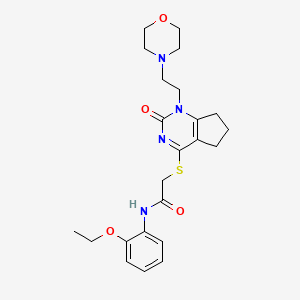 molecular formula C23H30N4O4S B2780969 N-(2-ethoxyphenyl)-2-((1-(2-morpholinoethyl)-2-oxo-2,5,6,7-tetrahydro-1H-cyclopenta[d]pyrimidin-4-yl)thio)acetamide CAS No. 898450-85-6