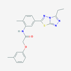 molecular formula C21H21N5O2S B278097 N-[5-(3-ethyl[1,2,4]triazolo[3,4-b][1,3,4]thiadiazol-6-yl)-2-methylphenyl]-2-(3-methylphenoxy)acetamide 