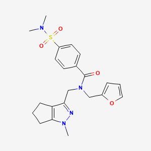 molecular formula C22H26N4O4S B2780973 4-(dimethylsulfamoyl)-N-[(furan-2-yl)methyl]-N-({1-methyl-1H,4H,5H,6H-cyclopenta[c]pyrazol-3-yl}methyl)benzamide CAS No. 1795212-95-1