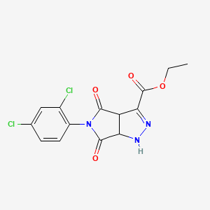 molecular formula C14H11Cl2N3O4 B2780990 Ethyl 5-(2,4-dichlorophenyl)-4,6-dioxo-1,3a,4,5,6,6a-hexahydropyrrolo[3,4-c]pyrazole-3-carboxylate CAS No. 321522-05-8