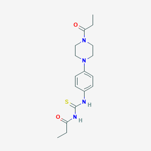 molecular formula C17H24N4O2S B278101 N-[[4-(4-propanoylpiperazin-1-yl)phenyl]carbamothioyl]propanamide 