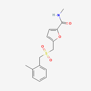molecular formula C15H17NO4S B2781020 N-methyl-5-(((2-methylbenzyl)sulfonyl)methyl)furan-2-carboxamide CAS No. 1448060-15-8