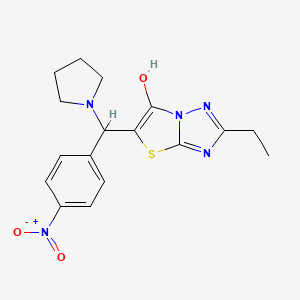 molecular formula C17H19N5O3S B2781033 2-Ethyl-5-((4-nitrophenyl)(pyrrolidin-1-yl)methyl)thiazolo[3,2-b][1,2,4]triazol-6-ol CAS No. 898361-31-4