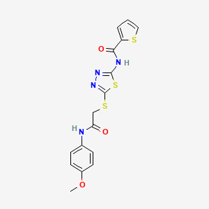 molecular formula C16H14N4O3S3 B2781036 N-[5-({[(4-METHOXYPHENYL)CARBAMOYL]METHYL}SULFANYL)-1,3,4-THIADIAZOL-2-YL]THIOPHENE-2-CARBOXAMIDE CAS No. 392293-61-7