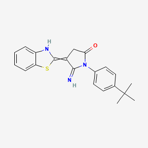 molecular formula C21H21N3OS B2781046 4-(3H-1,3-benzothiazol-2-ylidene)-1-(4-tert-butylphenyl)-5-iminopyrrolidin-2-one CAS No. 519048-63-6