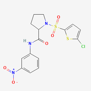 molecular formula C15H14ClN3O5S2 B2781055 1-((5-chlorothiophen-2-yl)sulfonyl)-N-(3-nitrophenyl)pyrrolidine-2-carboxamide CAS No. 1093770-08-1
