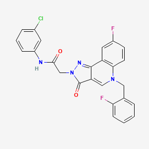 molecular formula C25H17ClF2N4O2 B2781064 N-(3-chlorophenyl)-2-{8-fluoro-5-[(2-fluorophenyl)methyl]-3-oxo-2H,3H,5H-pyrazolo[4,3-c]quinolin-2-yl}acetamide CAS No. 931697-13-1