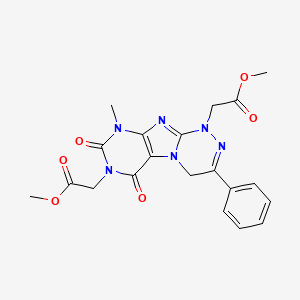 molecular formula C20H20N6O6 B2781070 methyl 2-{7-[(methoxycarbonyl)methyl]-9-methyl-6,8-dioxo-3-phenyl-5,7,9-trihyd ro-4H-1,2,4-triazino[4,3-h]purinyl}acetate CAS No. 898449-09-7