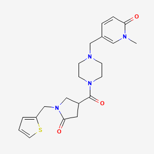 1-Methyl-5-[[4-[5-oxo-1-(thiophen-2-ylmethyl)pyrrolidine-3-carbonyl]piperazin-1-yl]methyl]pyridin-2-one