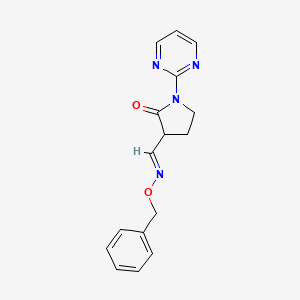 molecular formula C16H16N4O2 B2781088 2-oxo-1-(2-pyrimidinyl)-3-pyrrolidinecarbaldehyde O-benzyloxime CAS No. 339111-04-5