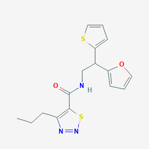 molecular formula C16H17N3O2S2 B2781090 N-[2-(furan-2-yl)-2-(thiophen-2-yl)ethyl]-4-propyl-1,2,3-thiadiazole-5-carboxamide CAS No. 2097929-46-7