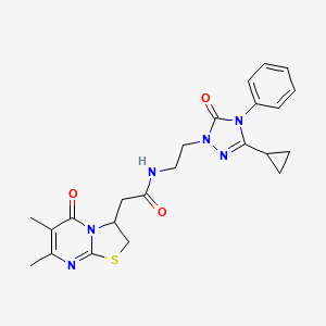 N-(2-(3-cyclopropyl-5-oxo-4-phenyl-4,5-dihydro-1H-1,2,4-triazol-1-yl)ethyl)-2-(6,7-dimethyl-5-oxo-3,5-dihydro-2H-thiazolo[3,2-a]pyrimidin-3-yl)acetamide