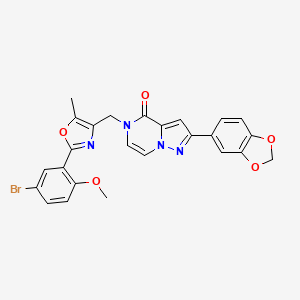 2-(benzo[d][1,3]dioxol-5-yl)-5-((2-(5-bromo-2-methoxyphenyl)-5-methyloxazol-4-yl)methyl)pyrazolo[1,5-a]pyrazin-4(5H)-one