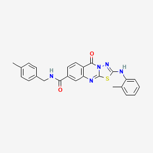 molecular formula C25H21N5O2S B2781119 2-[(2-methylphenyl)amino]-N-[(4-methylphenyl)methyl]-5-oxo-5H-[1,3,4]thiadiazolo[2,3-b]quinazoline-8-carboxamide CAS No. 893784-89-9