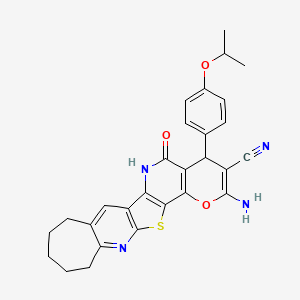 2-Amino-4-(4-isopropoxyphenyl)-5-oxo-4,5,6,8,9,10,11,12-octahydrocyclohepta[b]pyrano[2'',3'':4',5']pyrido[2',3':4,5]thieno[3,2-e]pyridine-3-carbonitrile