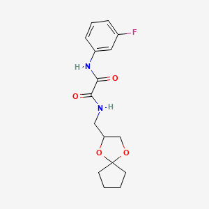 molecular formula C16H19FN2O4 B2781149 N1-(1,4-dioxaspiro[4.4]nonan-2-ylmethyl)-N2-(3-fluorophenyl)oxalamide CAS No. 899963-19-0