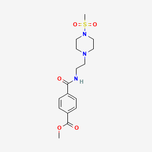 molecular formula C16H23N3O5S B2781154 Methyl 4-((2-(4-(methylsulfonyl)piperazin-1-yl)ethyl)carbamoyl)benzoate CAS No. 1219906-54-3