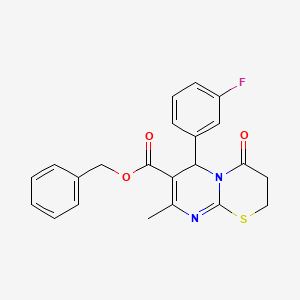molecular formula C22H19FN2O3S B2781156 benzyl 6-(3-fluorophenyl)-8-methyl-4-oxo-3,4-dihydro-2H,6H-pyrimido[2,1-b][1,3]thiazine-7-carboxylate CAS No. 618411-35-1