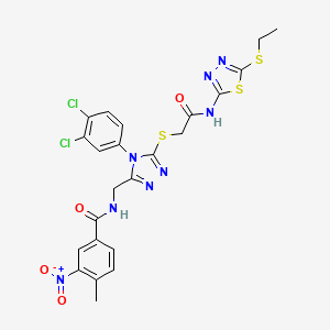 N-((4-(3,4-dichlorophenyl)-5-((2-((5-(ethylthio)-1,3,4-thiadiazol-2-yl)amino)-2-oxoethyl)thio)-4H-1,2,4-triazol-3-yl)methyl)-4-methyl-3-nitrobenzamide