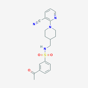 molecular formula C20H22N4O3S B2781166 3-acetyl-N-((1-(3-cyanopyridin-2-yl)piperidin-4-yl)methyl)benzenesulfonamide CAS No. 1797572-09-8