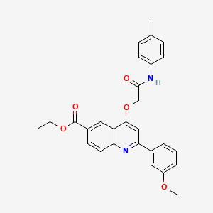 molecular formula C28H26N2O5 B2781173 Ethyl 2-(3-methoxyphenyl)-4-(2-oxo-2-(p-tolylamino)ethoxy)quinoline-6-carboxylate CAS No. 1114870-91-5
