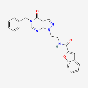 molecular formula C23H19N5O3 B2781193 N-(2-(5-苄基-4-氧代-4,5-二氢-1H-吡唑并[3,4-d]嘧啶-1-基)乙基)苯并呋喃-2-甲酰胺 CAS No. 922108-79-0