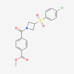 molecular formula C18H16ClNO5S B2781195 Methyl 4-(3-((4-chlorophenyl)sulfonyl)azetidine-1-carbonyl)benzoate CAS No. 1448129-06-3