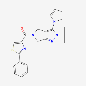 (2-(tert-butyl)-3-(1H-pyrrol-1-yl)pyrrolo[3,4-c]pyrazol-5(2H,4H,6H)-yl)(2-phenylthiazol-4-yl)methanone