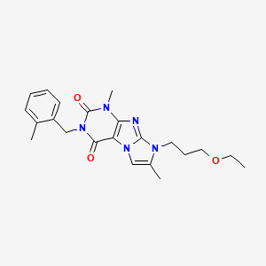 molecular formula C22H27N5O3 B2781210 6-(3-Ethoxypropyl)-4,7-dimethyl-2-[(2-methylphenyl)methyl]purino[7,8-a]imidazole-1,3-dione CAS No. 878422-05-0