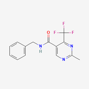 molecular formula C14H12F3N3O B2781226 N-benzyl-2-methyl-4-(trifluoromethyl)pyrimidine-5-carboxamide CAS No. 866137-66-8