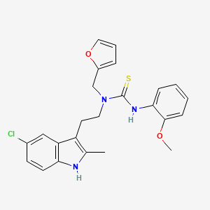 B2781229 1-(2-(5-chloro-2-methyl-1H-indol-3-yl)ethyl)-1-(furan-2-ylmethyl)-3-(2-methoxyphenyl)thiourea CAS No. 851971-23-8