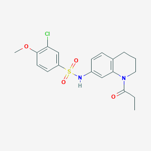 molecular formula C19H21ClN2O4S B2781251 3-chloro-4-methoxy-N-(1-propanoyl-1,2,3,4-tetrahydroquinolin-7-yl)benzene-1-sulfonamide CAS No. 946349-63-9