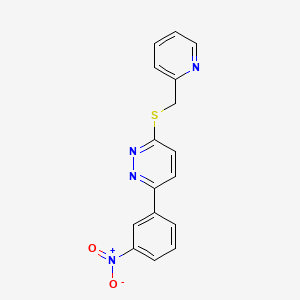 B2781280 3-(3-Nitrophenyl)-6-((pyridin-2-ylmethyl)thio)pyridazine CAS No. 893998-30-6