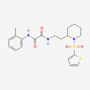 molecular formula C20H25N3O4S2 B2781283 N1-(2-(1-(thiophen-2-ylsulfonyl)piperidin-2-yl)ethyl)-N2-(o-tolyl)oxalamide CAS No. 898369-00-1