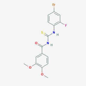 molecular formula C16H14BrFN2O3S B278129 N-[(4-bromo-2-fluorophenyl)carbamothioyl]-3,4-dimethoxybenzamide 