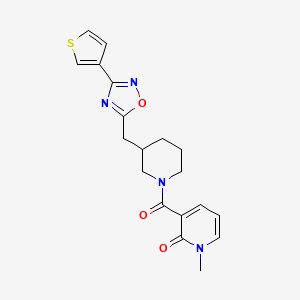 1-methyl-3-(3-((3-(thiophen-3-yl)-1,2,4-oxadiazol-5-yl)methyl)piperidine-1-carbonyl)pyridin-2(1H)-one