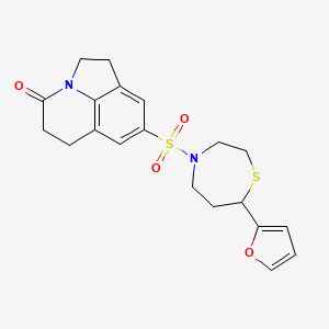 molecular formula C20H22N2O4S2 B2781304 8-((7-(furan-2-yl)-1,4-thiazepan-4-yl)sulfonyl)-5,6-dihydro-1H-pyrrolo[3,2,1-ij]quinolin-4(2H)-one CAS No. 1705889-61-7