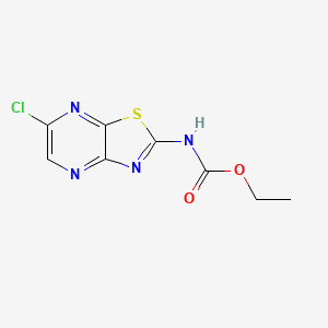 molecular formula C8H7ClN4O2S B2781341 Ethyl N-(6-chloro-[1,3]thiazolo[4,5-b]pyrazin-2-yl)carbamate CAS No. 2551120-10-4