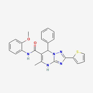 molecular formula C24H21N5O2S B2781342 N-(2-methoxyphenyl)-5-methyl-7-phenyl-2-(thiophen-2-yl)-4,7-dihydro-[1,2,4]triazolo[1,5-a]pyrimidine-6-carboxamide CAS No. 540505-65-5