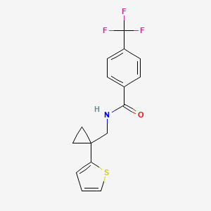 molecular formula C16H14F3NOS B2781344 N-((1-(thiophen-2-yl)cyclopropyl)methyl)-4-(trifluoromethyl)benzamide CAS No. 1207059-14-0