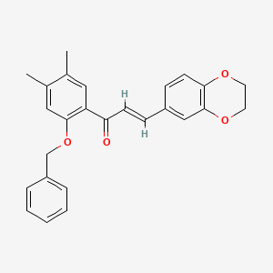 (E)-1-(2-(benzyloxy)-4,5-dimethylphenyl)-3-(2,3-dihydrobenzo[b][1,4]dioxin-6-yl)prop-2-en-1-one