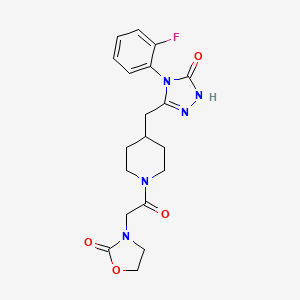 3-(2-(4-((4-(2-fluorophenyl)-5-oxo-4,5-dihydro-1H-1,2,4-triazol-3-yl)methyl)piperidin-1-yl)-2-oxoethyl)oxazolidin-2-one