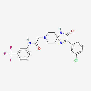 molecular formula C22H20ClF3N4O2 B2781354 2-[2-(3-chlorophenyl)-3-oxo-1,4,8-triazaspiro[4.5]dec-1-en-8-yl]-N-[3-(trifluoromethyl)phenyl]acetamide CAS No. 1216741-89-7