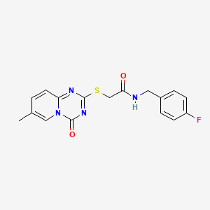 molecular formula C17H15FN4O2S B2781360 N-[(4-fluorophenyl)methyl]-2-({7-methyl-4-oxo-4H-pyrido[1,2-a][1,3,5]triazin-2-yl}sulfanyl)acetamide CAS No. 896321-36-1