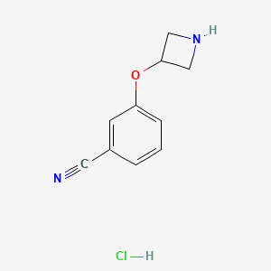 molecular formula C10H11ClN2O B2781380 3-(Azetidin-3-yloxy)benzonitrile hydrochloride CAS No. 1350362-25-2