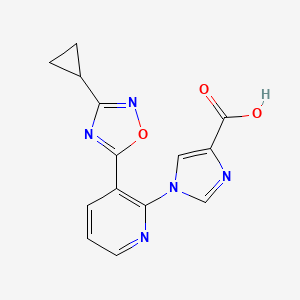 molecular formula C14H11N5O3 B2781383 1-[3-(3-cyclopropyl-1,2,4-oxadiazol-5-yl)pyridin-2-yl]-1H-imidazole-4-carboxylic acid CAS No. 1338665-70-5