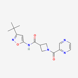 molecular formula C16H19N5O3 B2781387 N-(3-TERT-BUTYL-1,2-OXAZOL-5-YL)-1-(PYRAZINE-2-CARBONYL)AZETIDINE-3-CARBOXAMIDE CAS No. 1448036-41-6